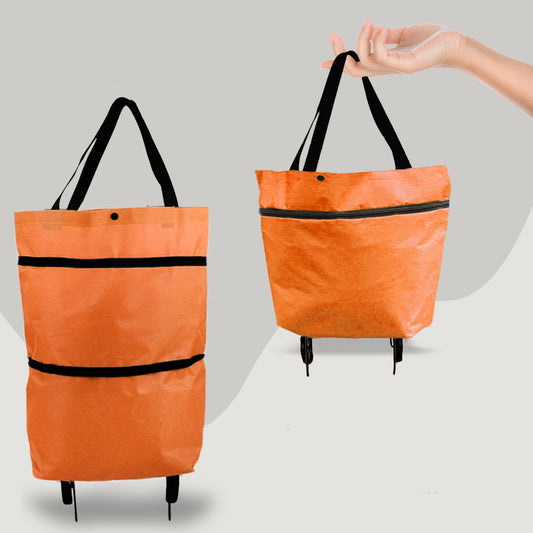 2 in 1 Foldable Shopping Cart with Wheels Oxford Fabric Multifunction Shopping Bag Organizer