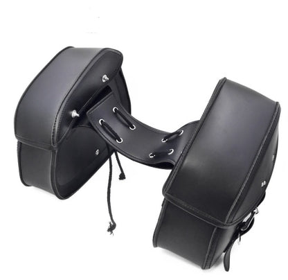 Black PU Leather Luggage Bags Motorcycle Saddlebags