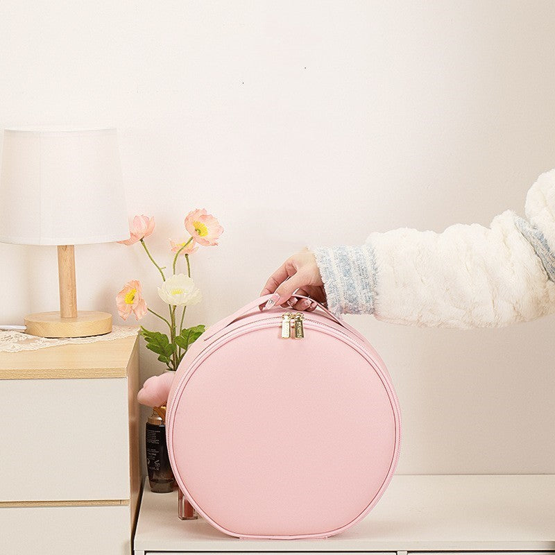 Round Smart LED Makeup Bag With Mirror Lights Women Beauty Bag