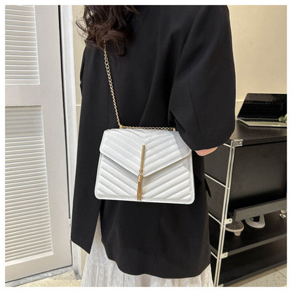 Chain Tassel Shoulder Crossbody Bags Women Fashion Small Square Bag